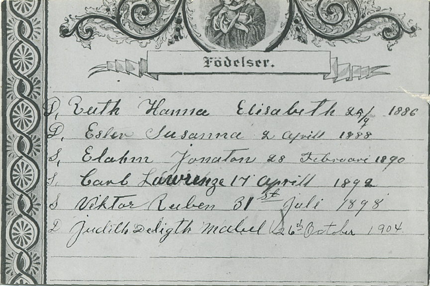 Birth list from Anderson
              Bible